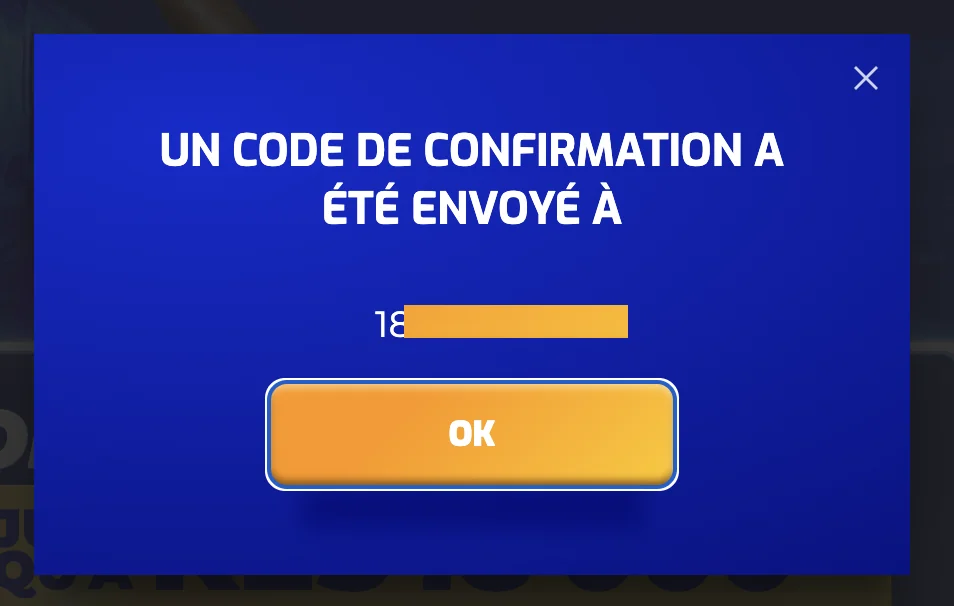 1 · Code envoyé : vérifiez le numéro affiché et ouvrez le SMS reçu.